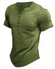 Men's Summer Henley Shirt Short Sleeve Cotton T-Shirt Casual Solid Color Tee
