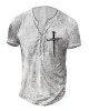 Men's Graphic T-Shirt Summer Fashion Casual Crew Neck Short Sleeve Tee with Cross