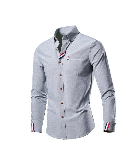 Men's Casual Oversized Shirt Long Sleeve Solid Color Business Casual