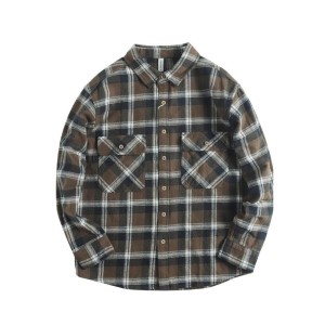 Men's Flannel Plaid Shirt Long Sleeve Cotton Casual Vintage Loose Fit