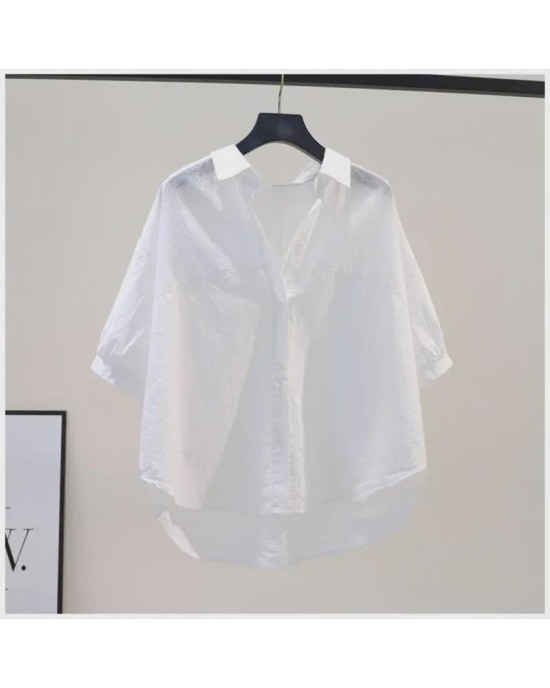 Plus Size Women's Shirt Summer Casual Blouse with 3/4 Sleeve Trendy