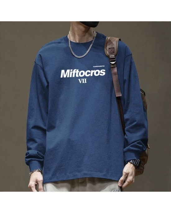 Heavyweight Cotton Tee for Men - Oversized Streetwear Fit, Soft Pure Cotton Long Sleeve T-Shirt, Trendy Casual