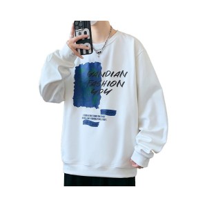 Men's Hoodie-Free Sweatshirt Long Sleeve T-Shirt Trendy Student Casual Top Oversize