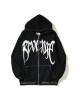 Vintage Washed High-Street Embroidery Oversized Zip-Up Hoodie Fleece-Lined Casual