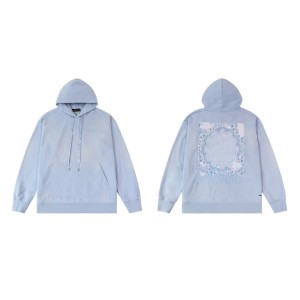 A@MI Paisley Embroidery Letter Graphic Pullover Hoodie - Unisex Oversized Sweatshirt with Drop
