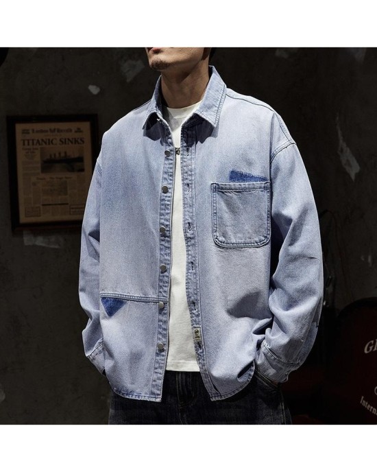 Oversized Denim Jacket for Men, Plus Size Casual Spring Autumn