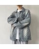 Vintage Wash Distressed Denim Jacket with Jacquard & Tie-Dye - Unisex