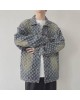 Vintage Wash Distressed Denim Jacket with Jacquard & Tie-Dye - Unisex