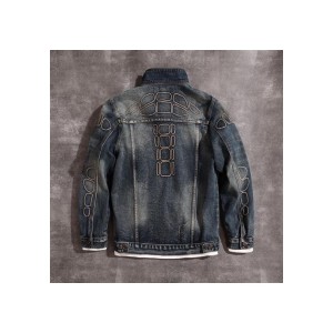 Vintage Denim Jacket for Men - Distressed Casual Oversized