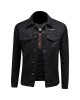 Men's Classic Black Denim Jacket - Fade-Resistant, Slim Fit, Minimalist