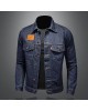 Men's Classic Denim Jacket - Deep Blue Slim Fit Casual Coat for Spring &
