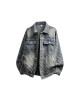 Distressed Washed Denim Jacket Men Vintage Americana Streetwear Oversized Trucker Coat Retro Ripped Denim